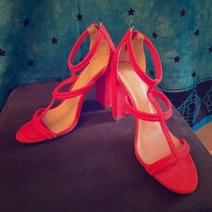 Red hot strappy heels